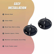 Pair of Black Wall Anchor Mounts for Battle Ropes and Suspension