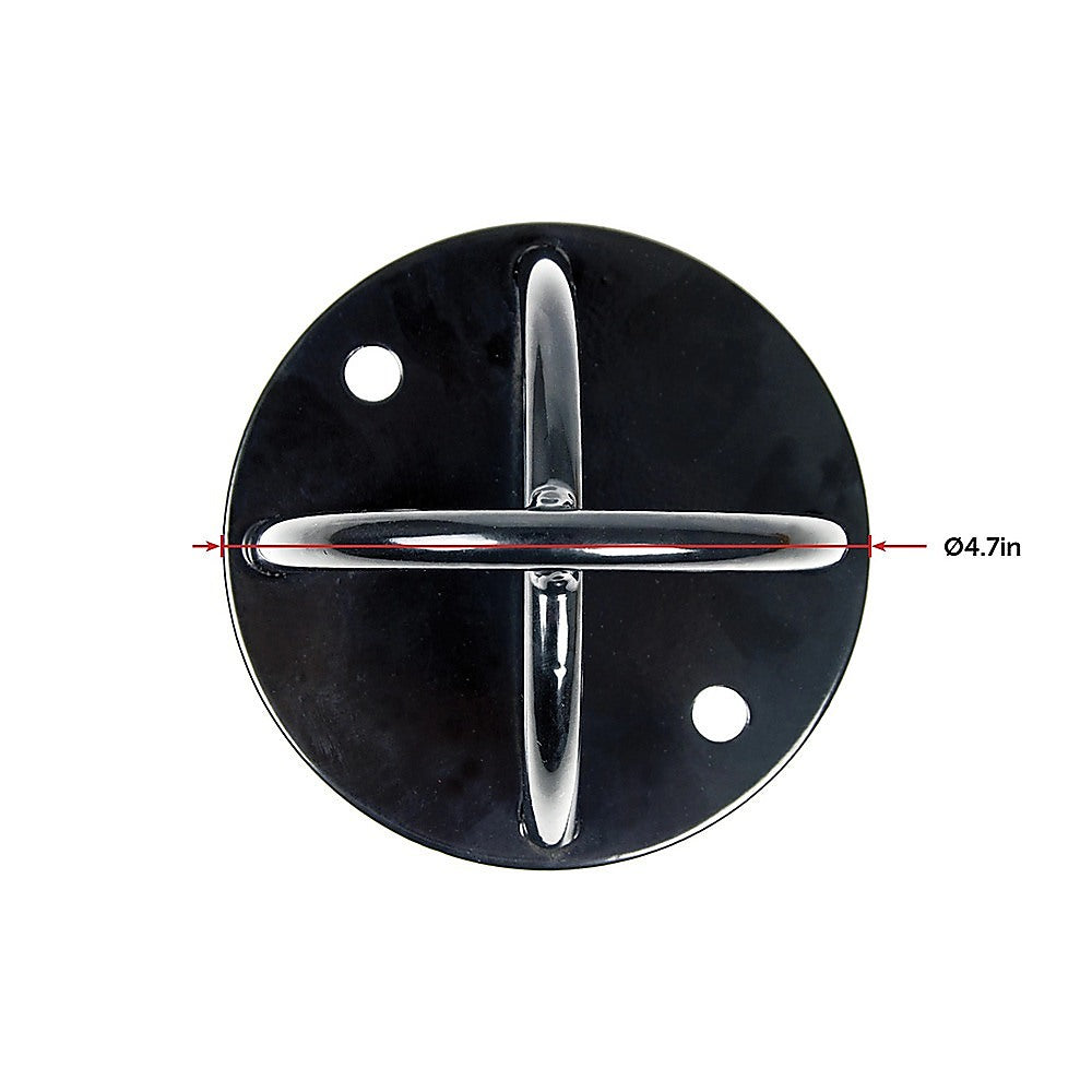 Pair of Black Wall Anchor Mounts for Battle Ropes and Suspension