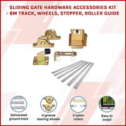 Sliding Gate Hardware Accessories Kit - 6m Track, Wheels, Stopper, Roller Guide V63-817983