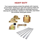 Sliding Gate Hardware Accessories Kit - 6m Track, Wheels, Stopper, Roller Guide V63-817983