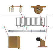 Sliding Gate Hardware Accessories Kit - 6m Track, Wheels, Stopper, Roller Guide V63-817983