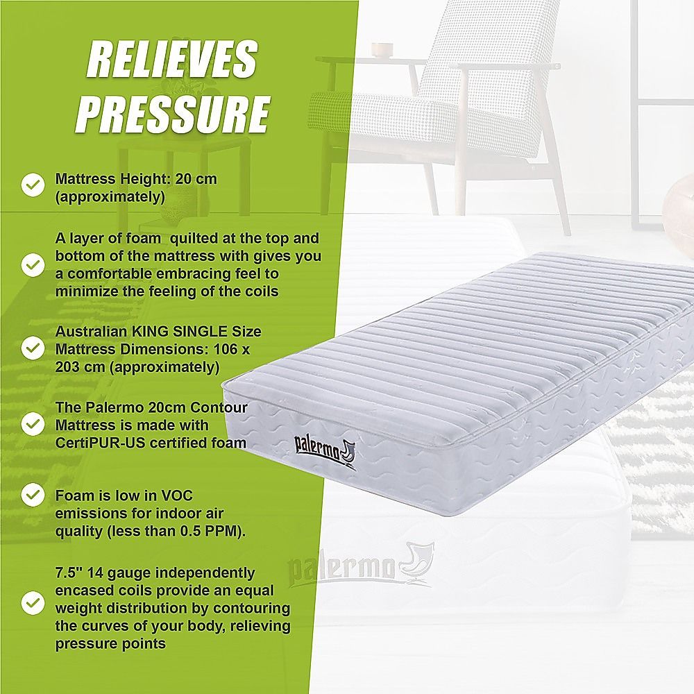 Contour Encased Coil King Single Mattress - Hybrid Support with CertiPUR-US Certified Foam Comfort Layers V63-818733