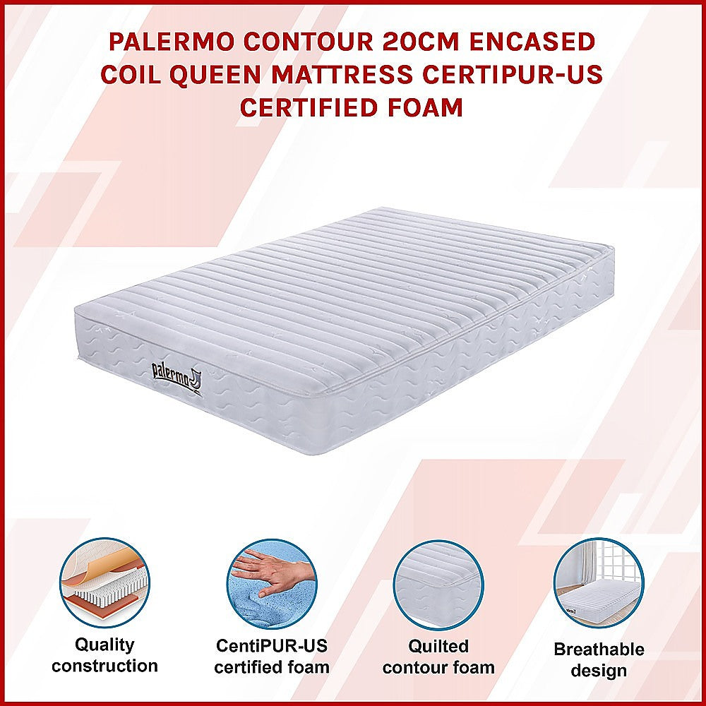 Contour Encased Coil Queen Mattress - Hybrid Support with CertiPUR-US Certified Foam Comfort Layers V63-818753