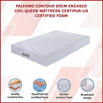 Contour Encased Coil Queen Mattress - Hybrid Support with CertiPUR-US Certified Foam Comfort Layers V63-818753