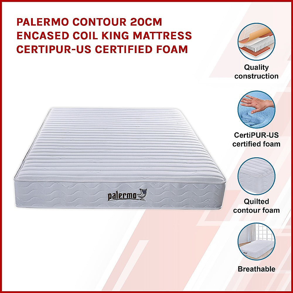 Contour Encased Coil King Mattress - Hybrid Support with CertiPUR-US Certified Foam Comfort Layers V63-818763
