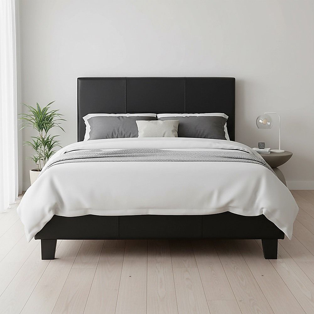 King Single PU Leather Bed Frame Black V63-819103