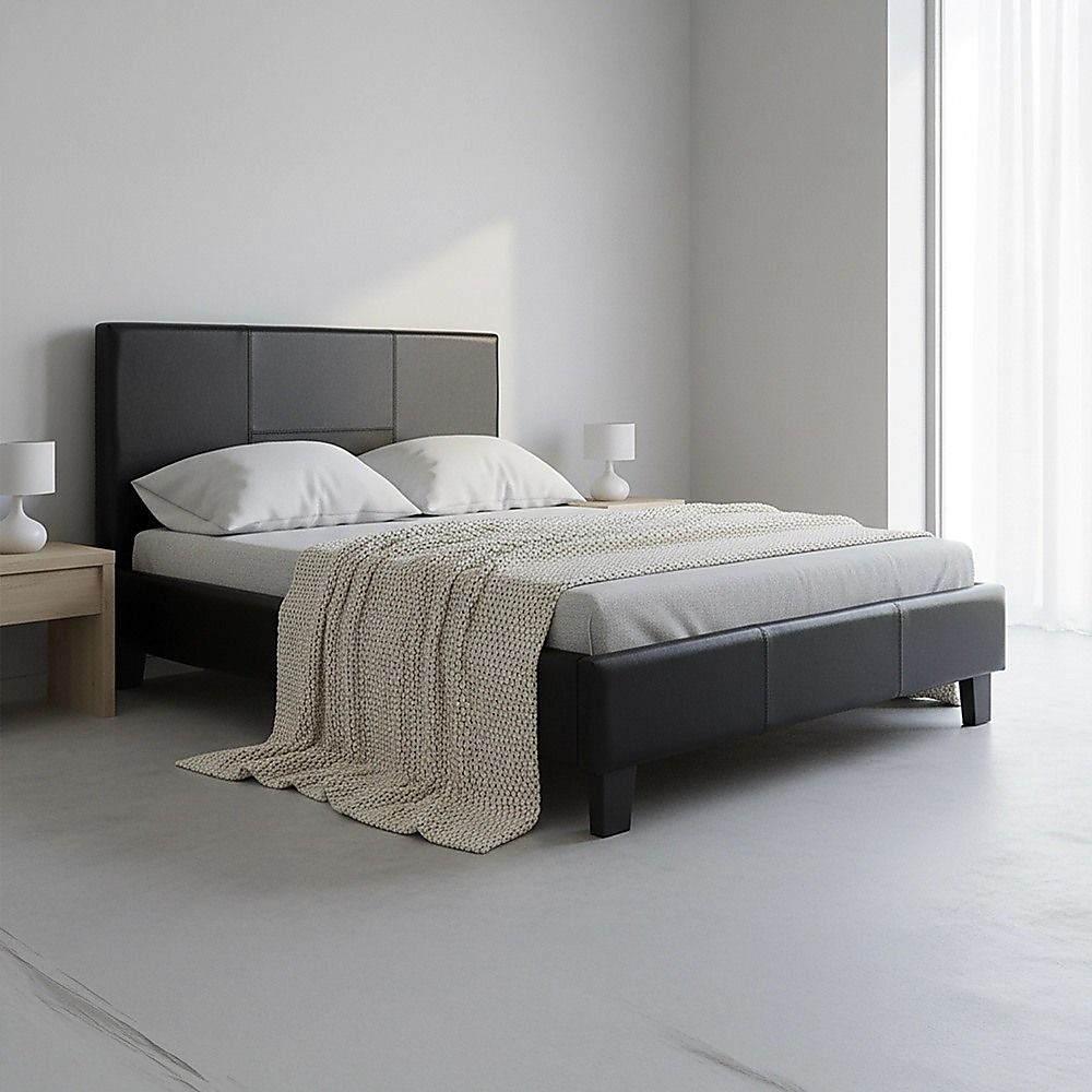 King Single PU Leather Bed Frame Black V63-819103