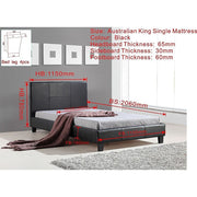 King Single PU Leather Bed Frame Black V63-819103