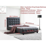 King Single PU Leather Deluxe Bed Frame Black V63-819113