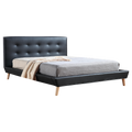 Double PU Leather Deluxe Bed Frame Black V63-819123