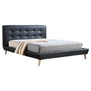 Double PU Leather Deluxe Bed Frame Black V63-819123