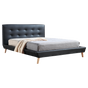 Double PU Leather Deluxe Bed Frame Black V63-819123