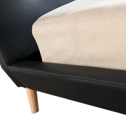 Double PU Leather Deluxe Bed Frame Black V63-819123