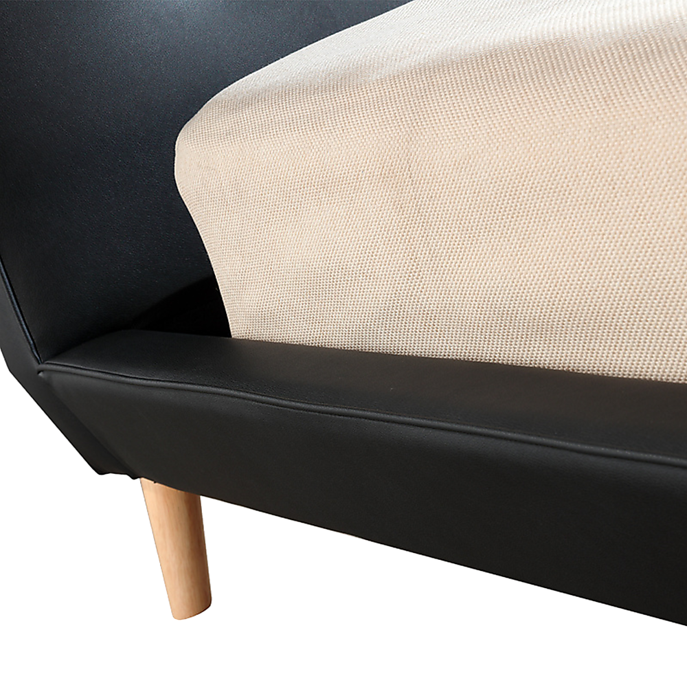 Double PU Leather Deluxe Bed Frame Black V63-819123