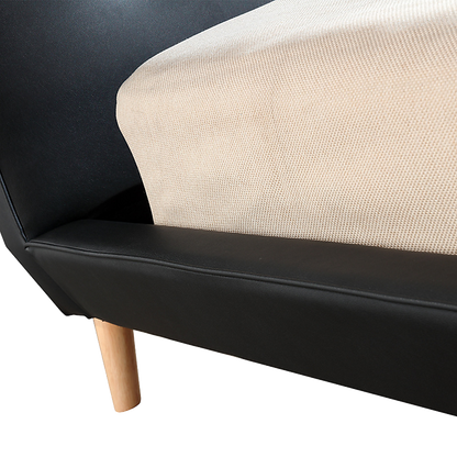 Double PU Leather Deluxe Bed Frame Black V63-819123