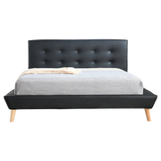 Double PU Leather Deluxe Bed Frame Black V63-819123