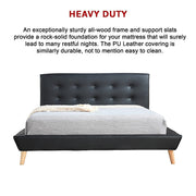 Double PU Leather Deluxe Bed Frame Black V63-819123