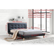 Double PU Leather Deluxe Bed Frame Black V63-819123