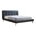Queen PU Leather Deluxe Bed Frame Black V63-819133