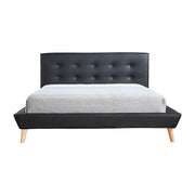Queen PU Leather Deluxe Bed Frame Black V63-819133