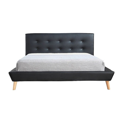 Queen PU Leather Deluxe Bed Frame Black V63-819133