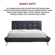 Queen PU Leather Deluxe Bed Frame Black V63-819133
