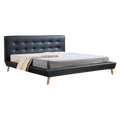King PU Leather Deluxe Bed Frame Black