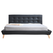 King PU Leather Deluxe Bed Frame Black