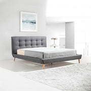 Double Linen Fabric Deluxe Bed Frame Grey