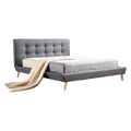 Double Linen Fabric Deluxe Bed Frame Grey