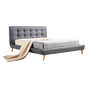 Double Linen Fabric Deluxe Bed Frame Grey