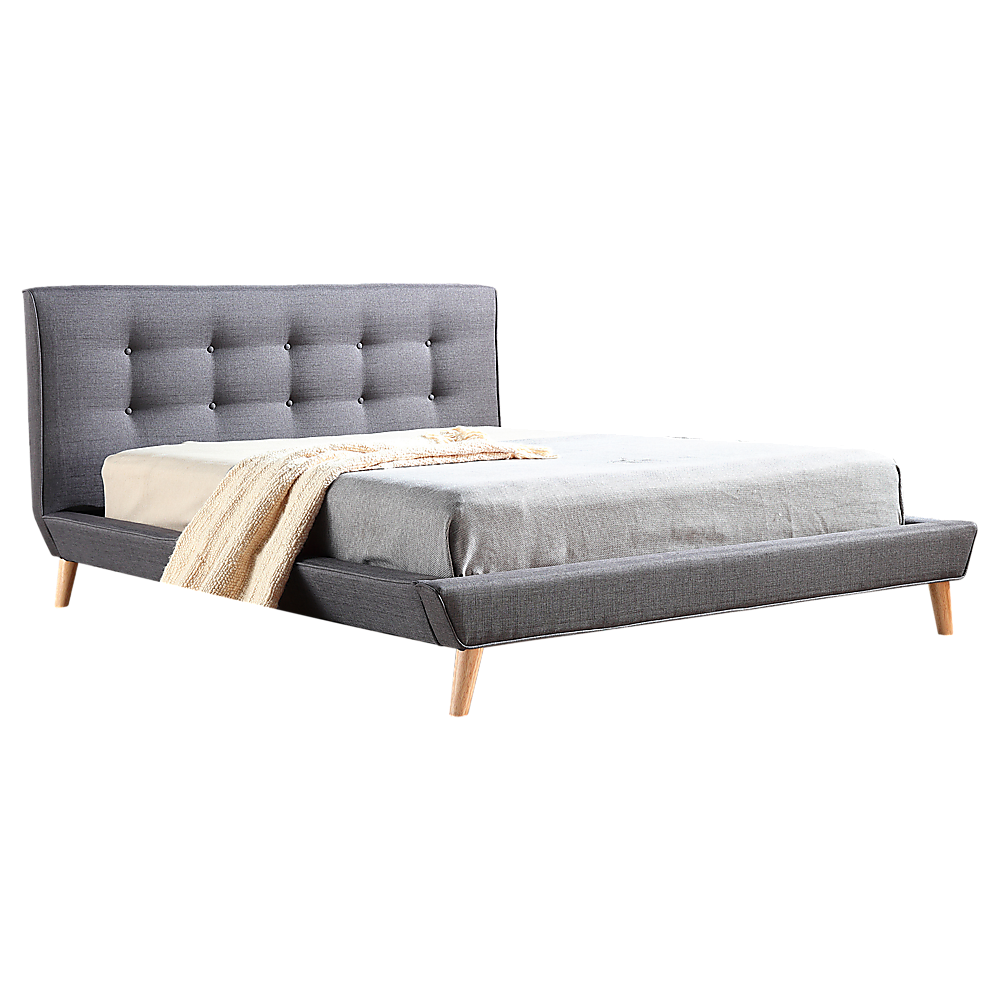 Queen Linen Fabric Deluxe Bed Frame Grey V63-819173