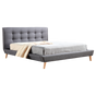 Queen Linen Fabric Deluxe Bed Frame Grey V63-819173