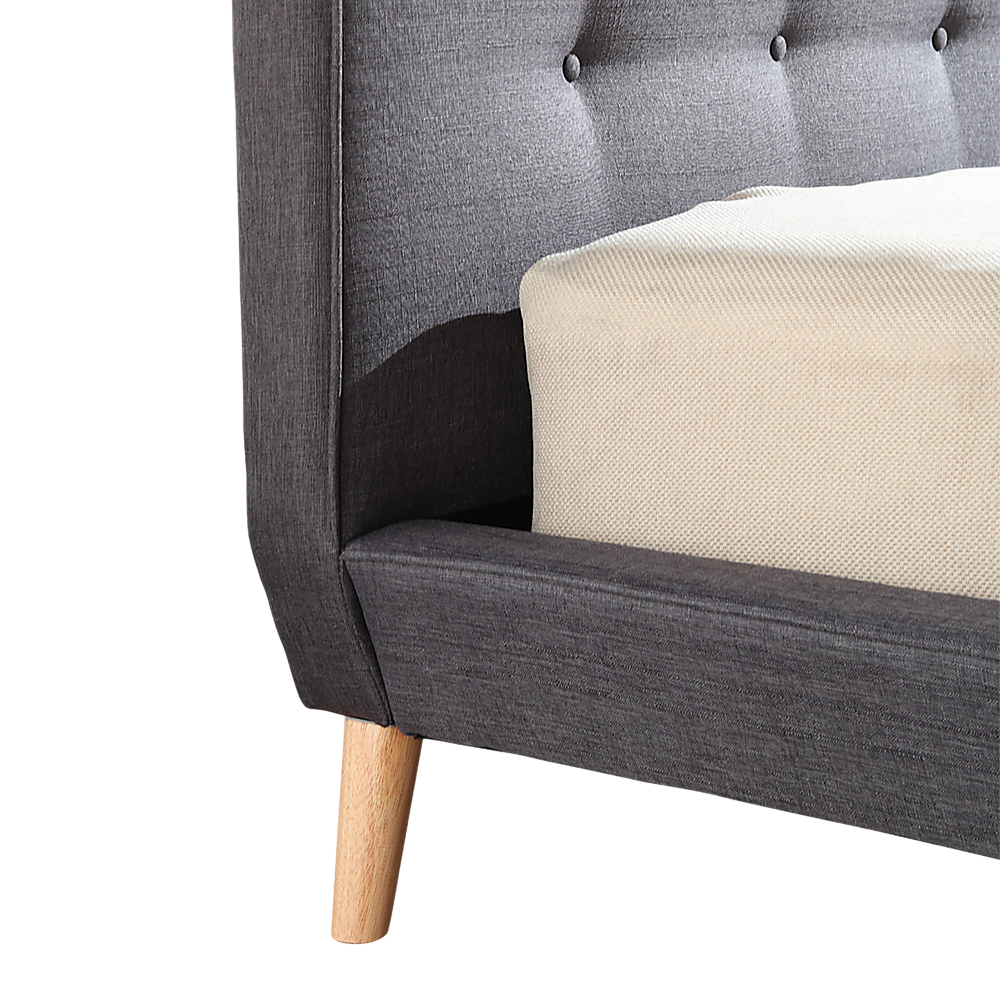 Queen Linen Fabric Deluxe Bed Frame Grey V63-819173