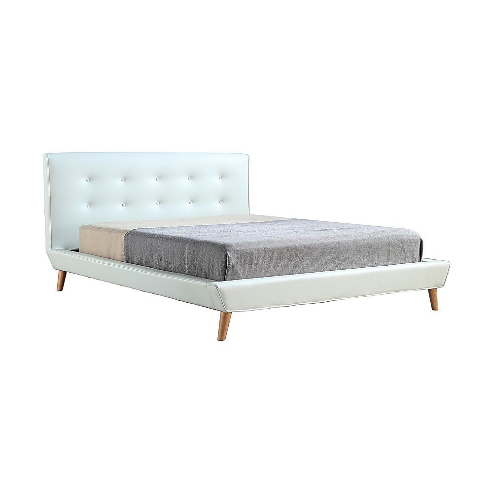 Queen PU Leather Deluxe Bed Frame White V63-819183