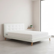 Queen PU Leather Deluxe Bed Frame White V63-819183