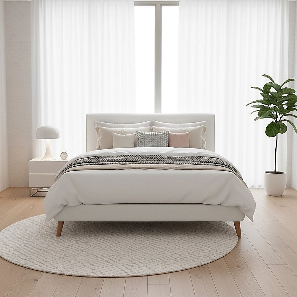 Queen PU Leather Deluxe Bed Frame White V63-819183