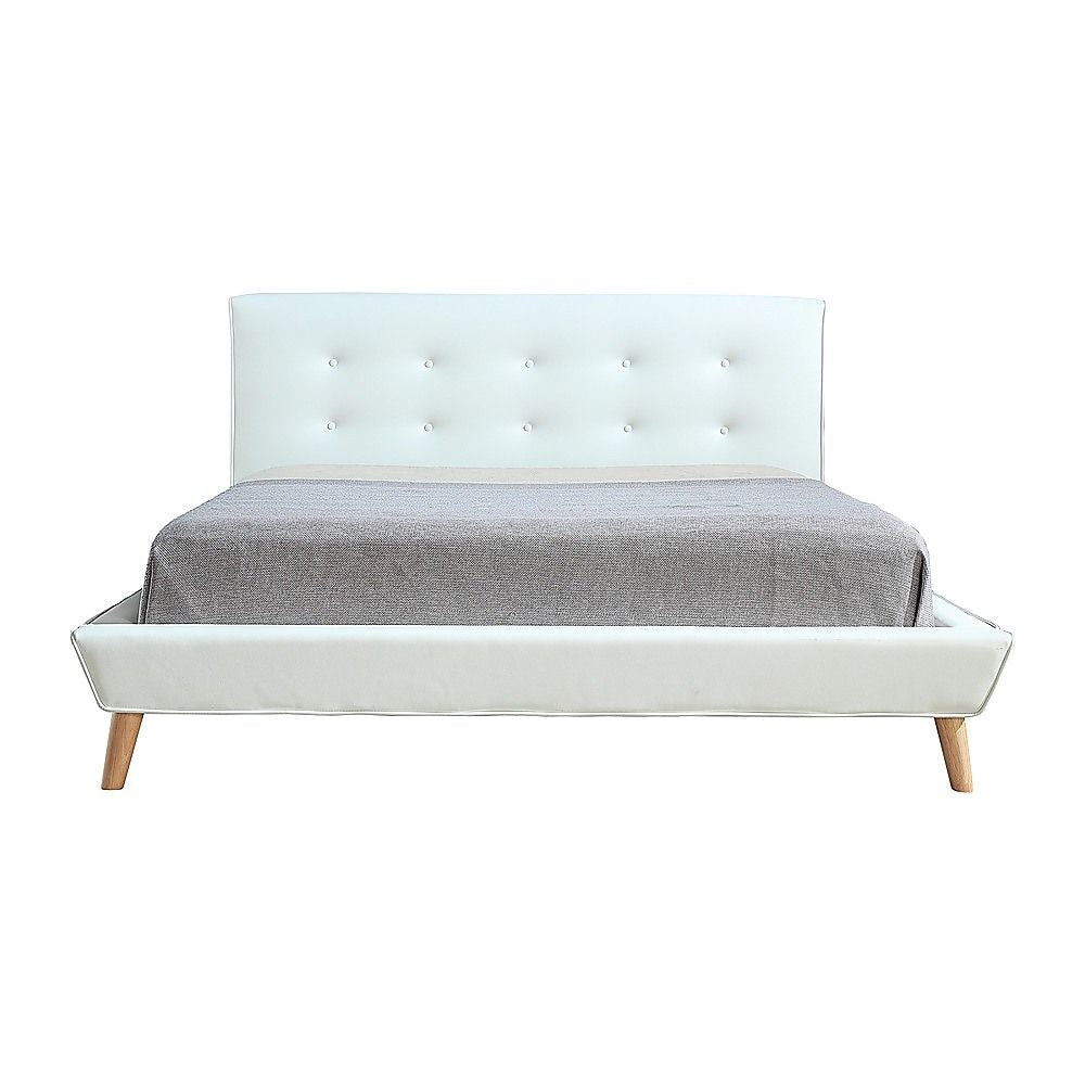 Queen PU Leather Deluxe Bed Frame White V63-819183