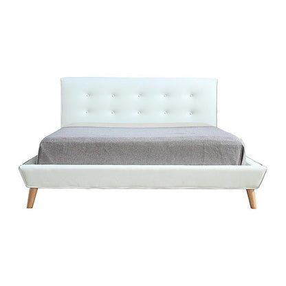 Queen PU Leather Deluxe Bed Frame White V63-819183
