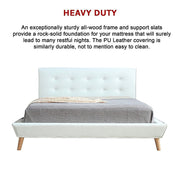 Queen PU Leather Deluxe Bed Frame White V63-819183