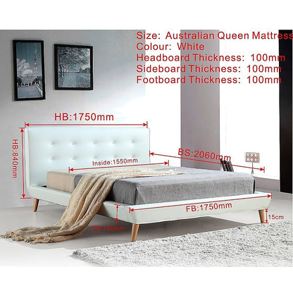 Queen PU Leather Deluxe Bed Frame White V63-819183