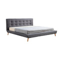 King Linen Fabric Deluxe Bed Frame Grey V63-819193