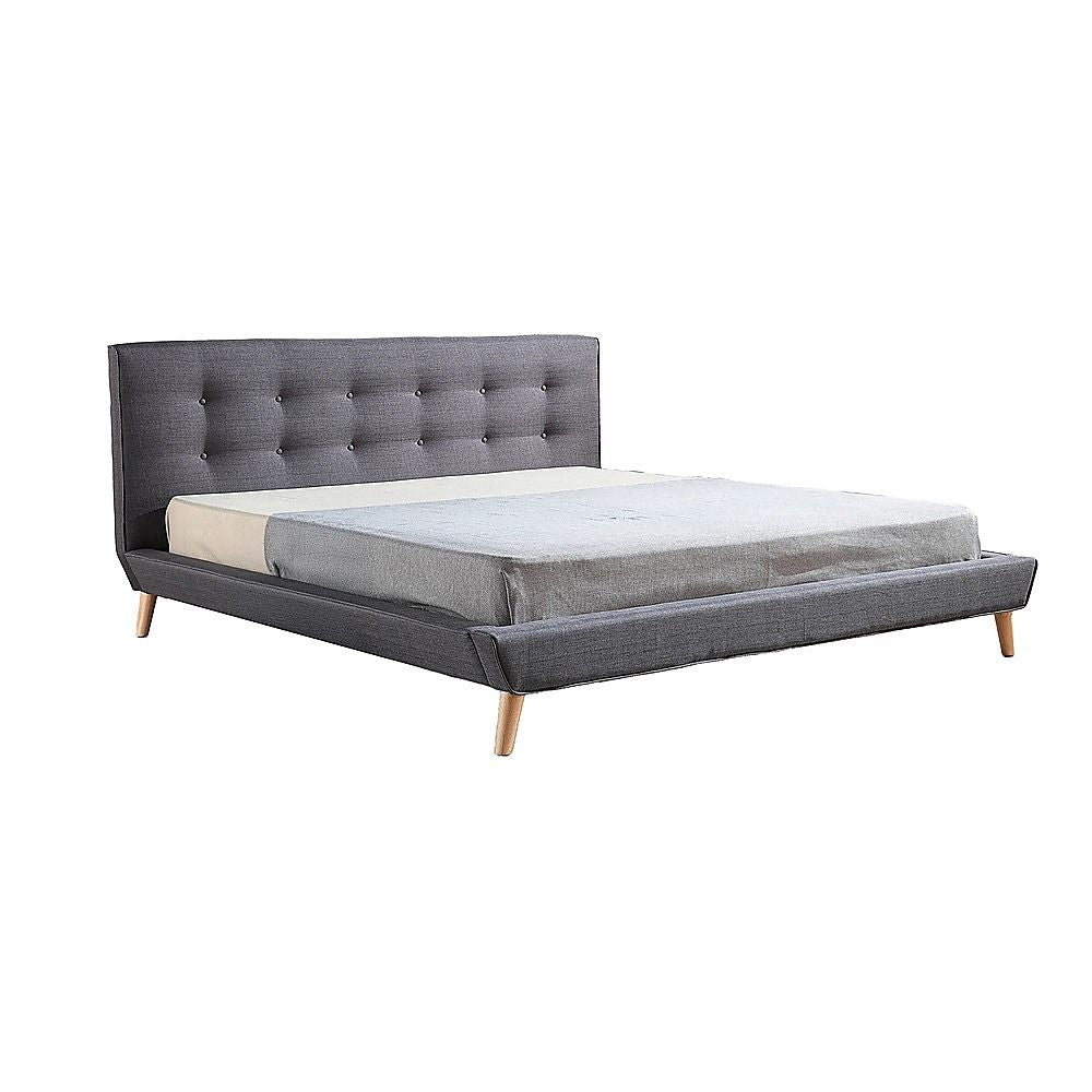 King Linen Fabric Deluxe Bed Frame Grey V63-819193