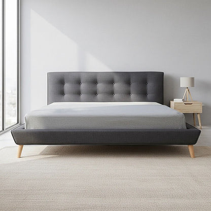 King Linen Fabric Deluxe Bed Frame Grey V63-819193