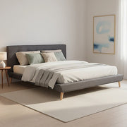 King Linen Fabric Deluxe Bed Frame Grey V63-819193