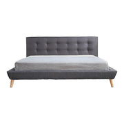 King Linen Fabric Deluxe Bed Frame Grey V63-819193