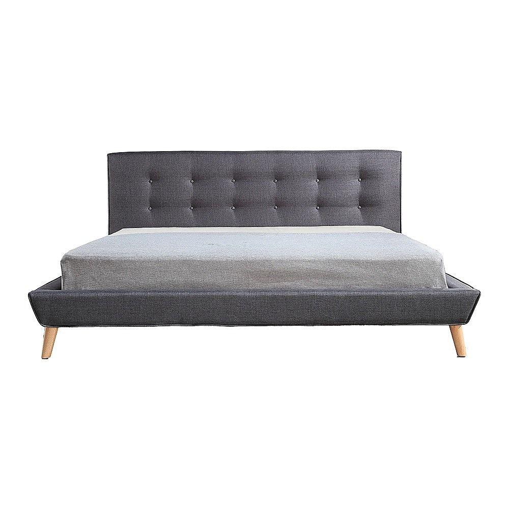 King Linen Fabric Deluxe Bed Frame Grey V63-819193
