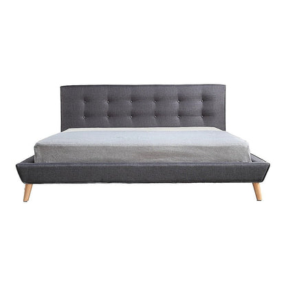 King Linen Fabric Deluxe Bed Frame Grey V63-819193