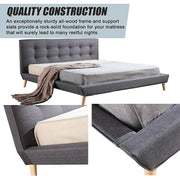 King Linen Fabric Deluxe Bed Frame Grey V63-819193