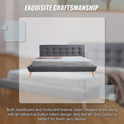 King Linen Fabric Deluxe Bed Frame Grey V63-819193